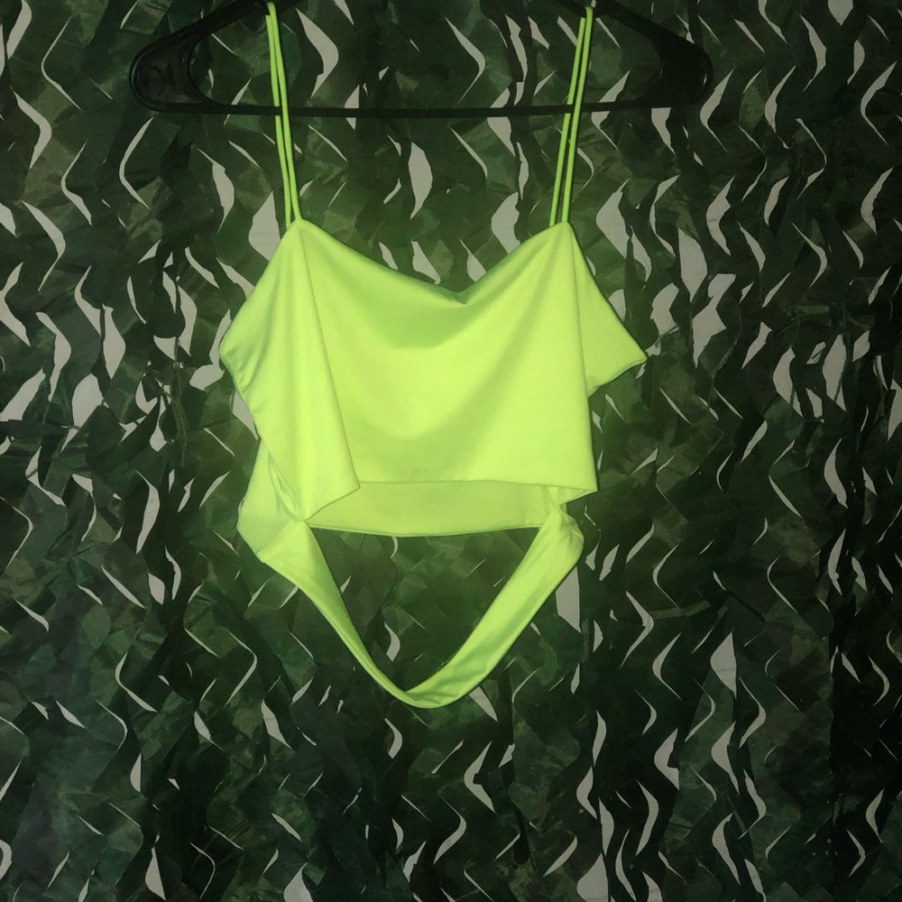 RAVE Neon Yellow Strappy Crop Top